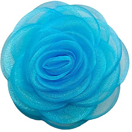 Kabelife Damen Rose Broschen Ansteckblume Blume Corsage Blume Haarspange Haarklammer Haarclip Haarschmuck für Hochzeit Bankett Party 10CM (Blau)