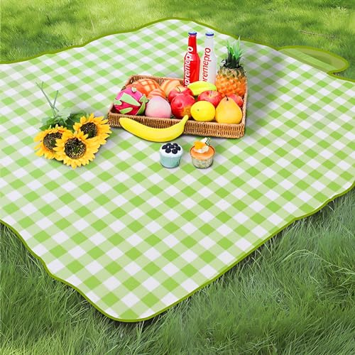 TFSZE 300 * 200CM Couverture Pique Nique,Nappe Pique Nique,Tapis Pique Nique, Pliable avec Poignée,Convient pour la Randonnée Voyage Camping en Plein Air,Parc,Le Jardin, Le Plage, Le Camping(Vert)