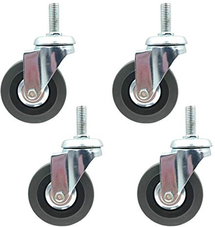MFUPR 4 Stück 75 mm (3 Zoll) schwere Lenkrollen mit Schaft – 120 kg Tragkraft, Lenkrollen, 30 mm Gewindeschaft – ideal for Möbelersatz und Rollwagen(Universal,M8)