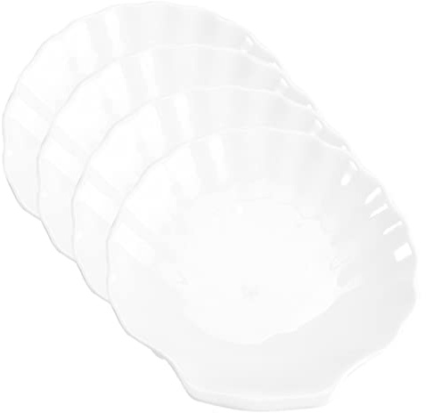 Cabilock Platos De Comida Forma De Concha 4 Pulgadas, Porcelana, Platos Para Guarnición y Condimentos, Multifuncionales Para Desayuno y Aperitivos Casa, Set De 4 Piezas