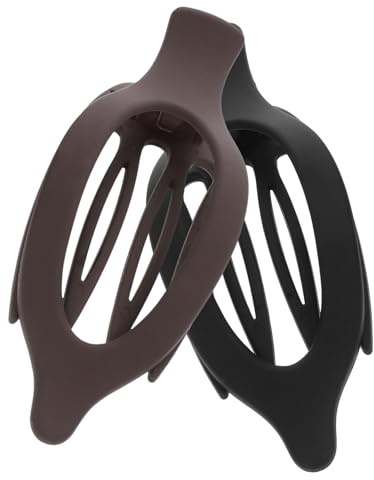 Homoyoyo 2 Pièces Barrettes à Cheveux Femme Clips à Cheveux Plat Français Accessoires Élégants pour Épais Noir et Marron Mat