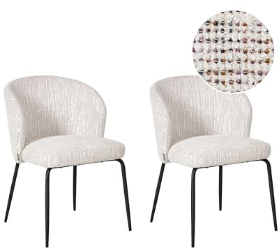 Beliani Conjunto de 2 sillas de Comedor tapicería de Tela Asiento Acolchado Patas de Hierro Multicolor Zana
