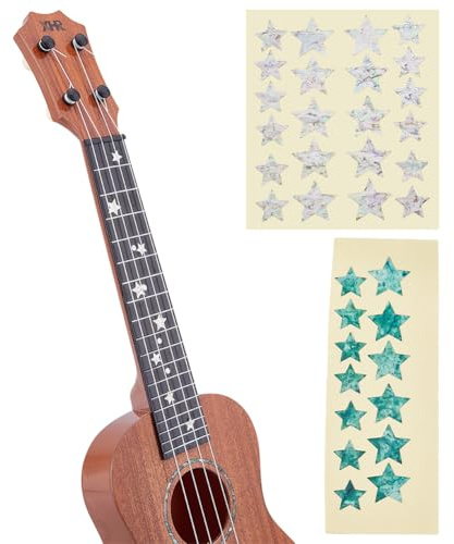 SUPERFINDINGS 2 Bogen Gitarrenbundsticker 2 Farben Sterne DIY Gitarrenhals Aufkleber Papier Selbstklebend Für DIY Bass Akustikgitarre E Gitarre Scrapbook Dekoration