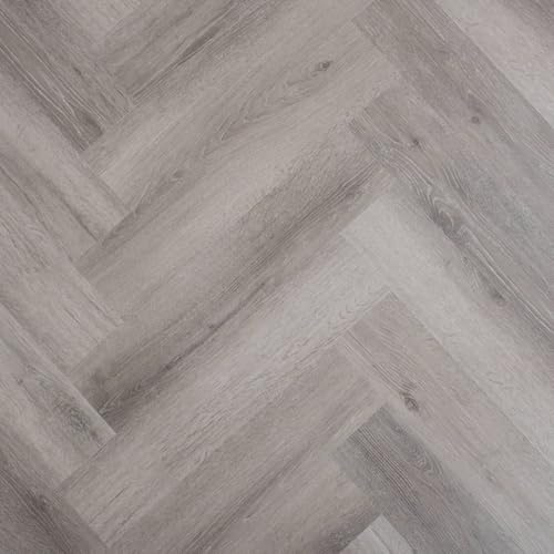 LVT Herringbone Click Vinyl Flooring Premium Waterproof Luxury Vinyl Tile Flooring 2.36m² Coverage Per Pack | Living, Dining Room, Kitchen, Lounge Floor (Grey Oak)