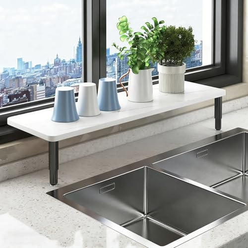 Extensora de AlféIzar de Ventana Estante Extensible de Madera Impermeable AlféIzar Ventana, Estantes Desmontables Plantas, Estante Extensible Encimera BalcóN Interior(BLACK,W20cm/7.9L60CM/23.6)