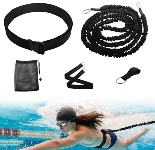 Schwimmhilfe Erwachsene Set, Schwimmgürtel, 2.5-8M Einstellbare Schwimmwiderstand Gürtel, Schwimmgürtel kinder Schwimmgurt mit elastischen Gummibändere, für Anfänger und Profis und das Schwimmtraining