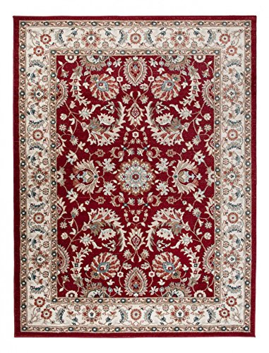 Carpeto Teppich Wohnzimmer 200x300cm Rot Ornamente Muster Emirat Kollektion | Teppich für Schlafzimmer Esszimmer Büro Blickfang Stilvoll