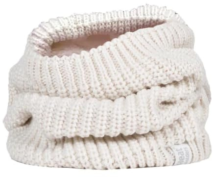 HEAT HOLDERS - Ladies Thick Winter Warm Fleece Lined Chunky Knit Thermal Neck Warmer (One Size, Cream (Chunky))