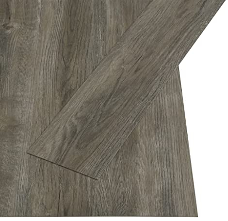 'vidaXL Grey and Brown PVC Flooring Planks - Resemble Natural Wood - Width 15.2 cm, Length 91.4 cm - Self-Adhesive, Durable and Easy to Install - Suitable for All Solid Surfaces - Waterproof, Non-...