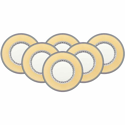 Villeroy & Boch Audun Fleur Brotteller, 16 cm, Premium Porzellan, 6er Set