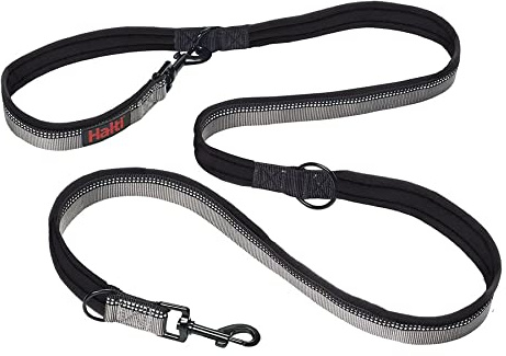 Company of Animals Correa HALTI Doble Enganche, Acolchado de Neopreno, Reflectante 3M, Ajustable, Talla S, Negro