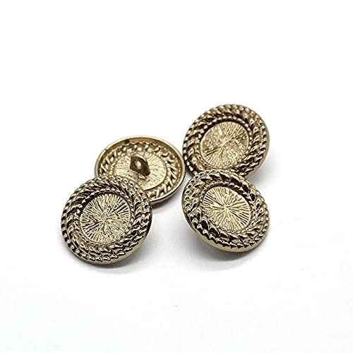 5pcs Vintage Round Shank Retro Metal Pattern Button Sewing Clothing Handmade Crafts Accessories Decoration (Dark Gold, 25mm)