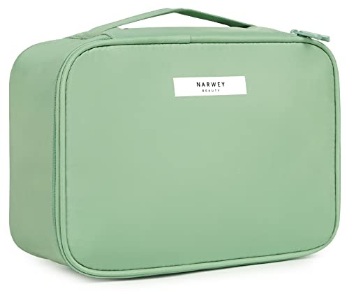 Narwey Kosmetiktasche Damen, Kulturtasche Damen, Groß Make up Tasche Reise Schminktasche Mädchen, Kosmetik Tasche, Makeup Bag Cosmetic Bag (Minzgrün)