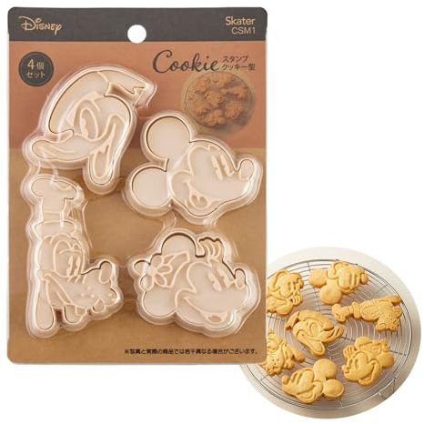 Skater CSM1-A - Cortador de galletas con sello, diseño de Mickey Mouse de Disney, juego de 4
