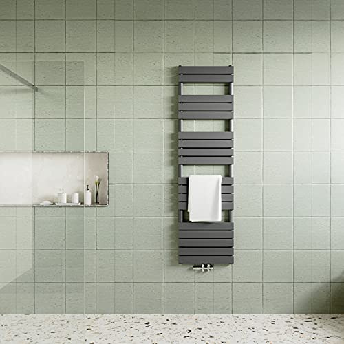 Acezanble Badheizkörper Design Flach Heizkörper Handtuchhalter Handtuchtrockner 1800 x 500 mm Anthrazit Vertikal Garade mit Mittelanschluss Heizung Handtuchwärmer Handtuchheizkörper 995W