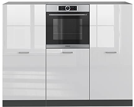 Vicco Küchenblock R-Line, Weiß Hochglanz/Anthrazit, 180 cm ohne Arbeitsplatte