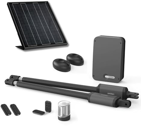 Avidsen Styrka 310 Motorisation Portail Battant avec kit solaire | Panneau 10W intégré, 4 télécommandes, photocellules, mode piéton, arrêt obstacle