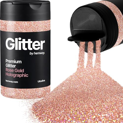 Hemway Holographic Rose Gold Glitter Shaker, 130g Ultrafine Glitter | for Resin & Epoxy Crafts for Decorating, Halloween, Christmas, Nail, Face, Art