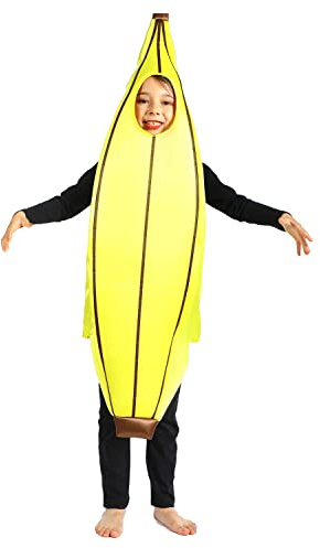 Rabtero Children Banana Costume, Kids Halloween Costume Banana Dress Up, Christmas Carnival Banana Costume for Kids 10-12 Years
