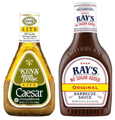 Ken's Steak House Variety, 1 Ken's Steak House Lite Ceasar Dressing, 16 FL OZ, 1 Sweet Baby Ray's Barbecue Sauce No Sugar Added, Original, 18.5 OZ, 1 CT