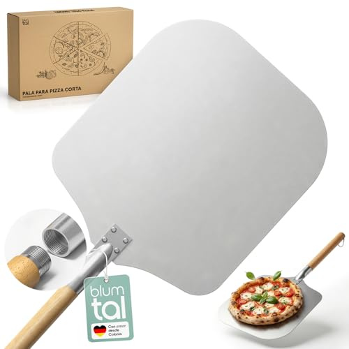 Blumtal pizzaspade 30,5 x 30,5 cm yta + avtagbart trähandtag 24,5 cm – pizzaspade extremt robust – pizzasvarve/brödspade – tillbehör pizzaspade med upphängningskrok – pizzaspade trä