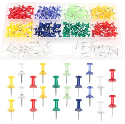 YIXISI 200 Pezzi Mappa Tacks, Puntina Decorativa, Plastica Puntine, Puntine da Disegno Colorata, Multicolori Map Puntine, per Marcatura Bacheca, Tessuto, Sughero, Cartone, Feltro, 10 Colori
