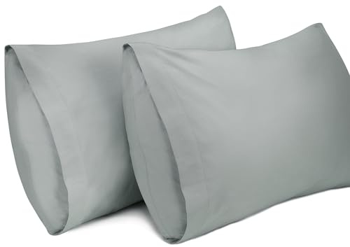 Lirex 2 Paquetes Fundas de Almohada, 100% Algodón Transpirable Fundas de Almohada la Cubiertas de Almohada (50 x 75 cm, Gris)
