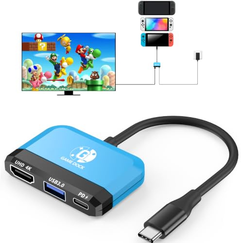 GKEAPZA Switch TV Dock für Nintendo Switch/OLED, tragbarer Mini Dock 4K HDMI TV Adapter mit zusätzlichem USB 3.0-Port, Typ C 100W PD