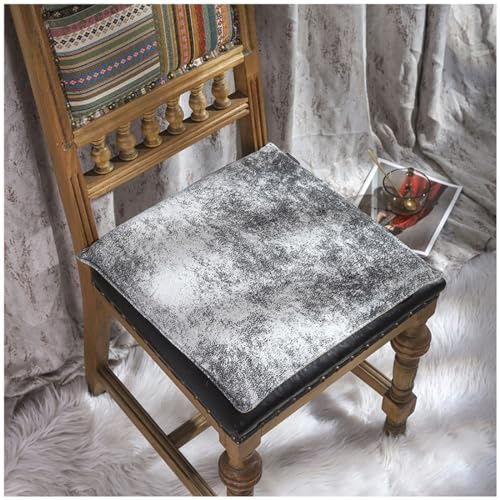 Wildleder-Sitzkissen Im Vintage-Stil, rutschfeste Stuhlauflage, Quadratische Hocker-Sitzauflage Mit Reißverschluss, Esszimmerstuhlkissen Aus Memory-Schaum (Color : Marble, Size : 45 * 45 * 4.5cm)