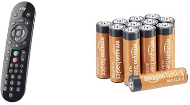 Original SKY Q Voice Remote Control - Compatible with Sky Q 1TB or 2TB box plus the Sky Q Mini box - black - SKY135 & Amazon Basics AA Performance Alkaline Batteries (12-Pack) - Packaging May Vary
