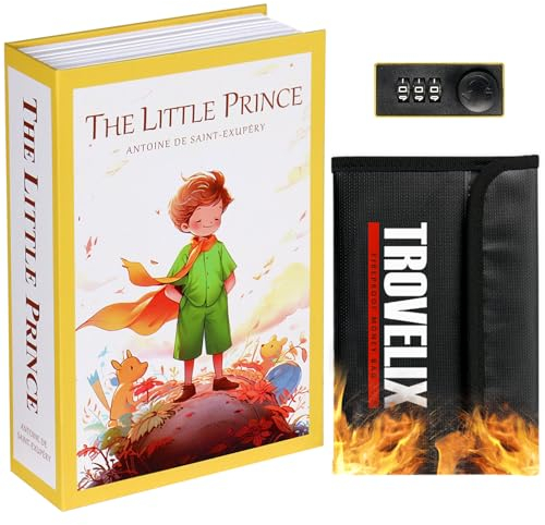 KOFAIR Buchtresor mit Zahlenschloss, Versteckter Safe (9,5 x 6,2 x 2,2 Zoll) mit feuerfester Tasche, Secret Diversion Safe, Hohlbuchbox Versteckte Aufbewahrung, Geldtresor für Bargeld (Kleiner Prinz)