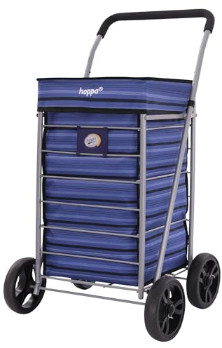 Hoppa 75.6L 4-Wheel Foldable Shopping Trolley Bag, Push/Pull, 95cm