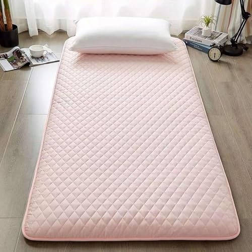 PeKmaR Klappmatratze, tragbare Futon-Matratze, dick, Tatami-Boden-Isomatte, Schlafmatte, volle Größe, aufrollbare Matratze, Liege, Gästebett für Camping-Couch, Rosa, 90 x 200 cm