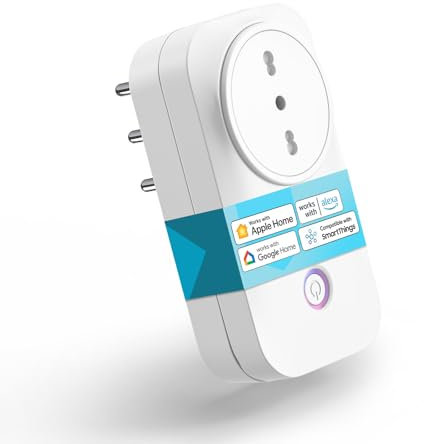 Meross Presa Smart Italiana, Presa WiFi (Type L), Smart Plug Compatibile con Apple HomeKit Siri, Alexa, Google Assistant e SmartThings, 16A, 3840W, 2,4GHz