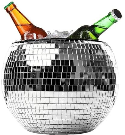 Reflective Disco Ball Design Ice Bucket for Cold Drinks Home Bar Accessories for Club Parties Beverage Tub Ice Holder