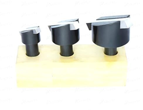 Buyohlic Fly Cutter Set of 3 Pcs with HSS Tool Bit- 1/2 Inch Shank (Head Diameter 3/4, 1-1/8 & 1-1/2 Inches) with Wooden Stand