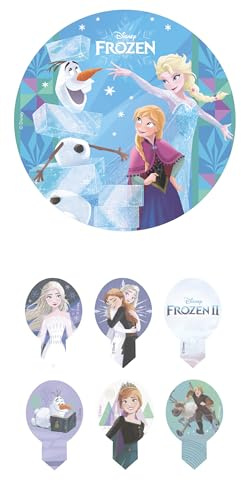 Fondantify 2er Set Frozen: essbarer Tortenaufleger und Muffinaufstecker, Tortendeko für Geburtstage und andere Feiern