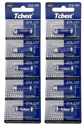Dunamis Lot de 10 piles alcalines 27 A A27 12 V AKA MN27 L828 pour une utilisation dans les télécommandes, sonnettes sans fil, systèmes de sécurité, etc