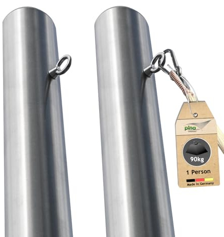 2x Hängematten-Pfosten Ø 70 mm, 1,95 m, wetterfest, bis 90 kg (1 Person) | Outdoor-Befestigung (Gestell) für Hängematten bis 280 cm: inkl. 2 Bodenhülsen à 0,75 m - sicherer Stand auf Terrasse & Garten