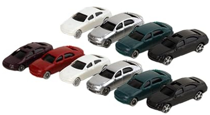Amagogo Lot de 10 modèles de voiture à l'échelle 1/150 N, diorama, décor, accessoires de film, ornements de table, chemin de fer, micro paysage, aménagement