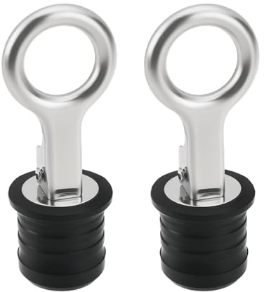 Create idea 2 Stück Ablassschraube aus 304 Edelstahl für Boote Marine-Ablassschraube Gummistopfen Marine-Bootszubehör Passend für 32mm Loch für Schlauchboote Schwarz