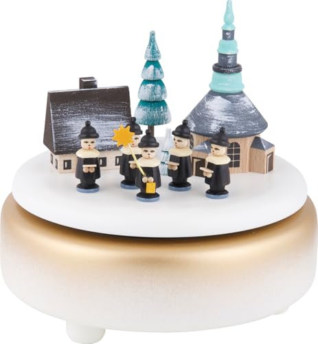 Erzgebirge Palast Gunter Schalling Spieldose Winterdorf Seiffen mit Kurrende - weiß - 14 cm