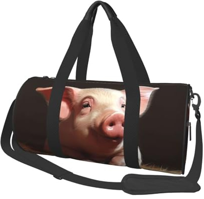Sport-Turnbeutel für Damen und Herren, Reisetasche, lächelnd, Wochenendtasche, Segeltuch, Handgepäck, Übernachtungstasche, für Reisen, Schwimmen, Fitness, Workout, Sport, Seesack, Schwarz,
