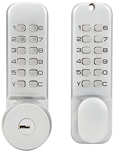 Double Sided Door Lock, Outdoor Gate Lock with Keypad Mechanical Door Lock Combination Password Security Coded Lock Outdoor Gate Door Locks Set for Kitchen Office Balcony