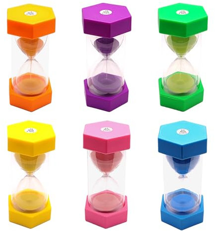 BGXCXUN 6 Stück Sanduhren Set, Buntes Sanduhren 3/10/15/30/45/60 Minuten, Sanduhren Set für Kinder, Geeignet für Küche, Zuhause, Klassenzimmer, Yoga-Raum, Büro