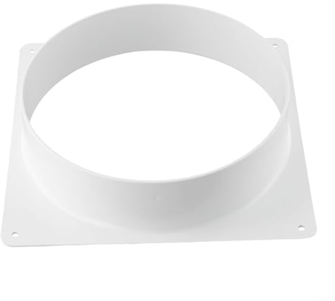 FUANA Flangia del connettore, flangia rotonda da parete, connettore in PVC per tubo di ventilazione, piastra di sfiato per asciugatrice piastra di condotto diritta da quadrata a rotonda (200 mm)