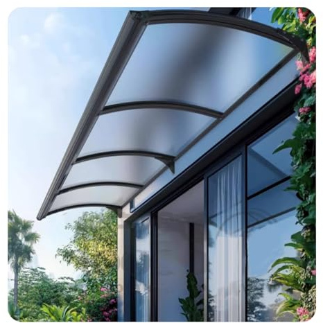 QWEASDF Vordach für Haustür mit seitenteil,Überdachung Transparentes Pultbogenvordach，Polycarbonat und Aluminium,Pultvordach, Türdach für draußen Regenschutz，Großes Waschbecken(80x240cm/32x95in)
