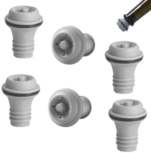 6 Pcs Vacuum Wine Stopper Set – Leak-Proof Wine Saver Reusable Silicone Stoppers | Preserves Freshness & Flavor for Red & White Wine Bottles