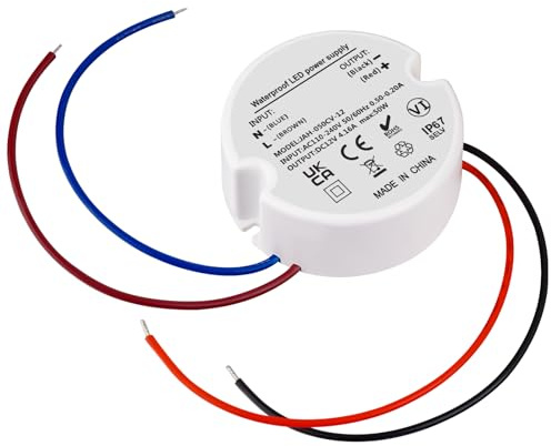 Noobibaba LED Trafo 12V Unterputz Mini Netzteil 50W IP67 Wasserdicht | 230V auf 12V, 4,16A Rund Netzteil, für G4 MR16 Streifenleuchten Aussenbeleuchtung, Kompakte Bauform, Spannungsstabil