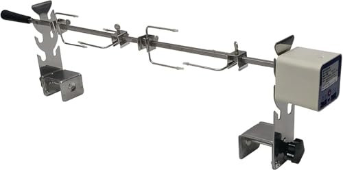 Kit universal de asador para acampar al aire libre, motor resistente, parrilla ajustable de instalación rápida con 3 ajustes de altura, asador portátil para barbacoa para pollo, asar y cocinar fogatas